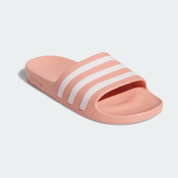 peach adidas slides